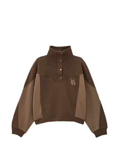 Ba&sh Jessy Colour-block High-neck Sweater In Brown