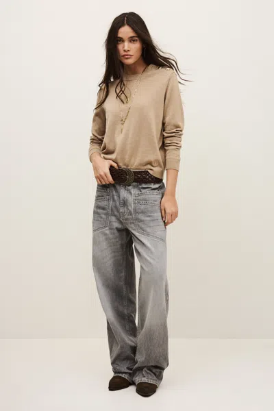 Ba&sh Byleil Wool Jumper In Beige In Gray