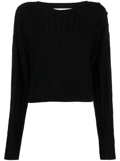 Ba&sh Jynx Ribbed Cropped Jumper In Black