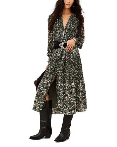 Ba&sh Long Sleeve Round Collar Dress Kacy For Women In Green