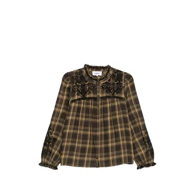 Ba&sh Kaela Embroidered Checked Blouse In Brown