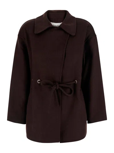 Ba&sh Kam Classic Collar Belted Jacket For Women In Brown