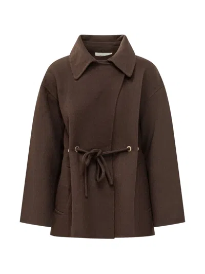 Ba&sh Kam Drawstring-waist Coat In Brown