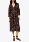 Ba&sh Karla Printed Midi Dress In Brown
