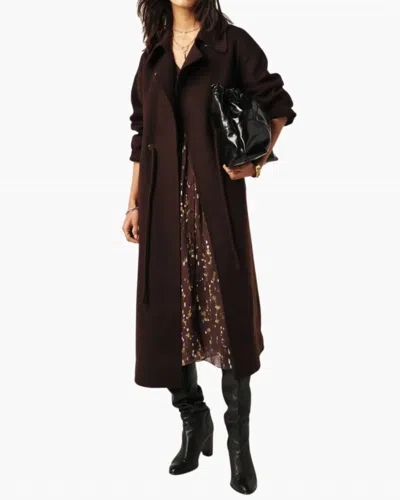 Ba&sh Kate Midi Tie-waist Coat In Chocolat In Brown