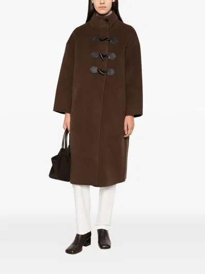 Ba&sh Kaya Toggle-fastening High-neck Coat In Brown