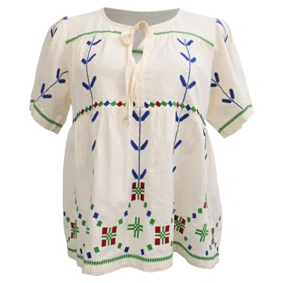 Pre-owned Ba&sh Ba & Sh Kimber Embroidered Blouse In White Cotton
