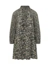Ba&sh Kimia Ruffled Floral-print Mini Dress In Kaki