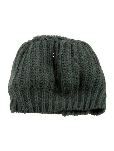 Pre-owned Ba&sh Knit Lasercut Beanie In Green