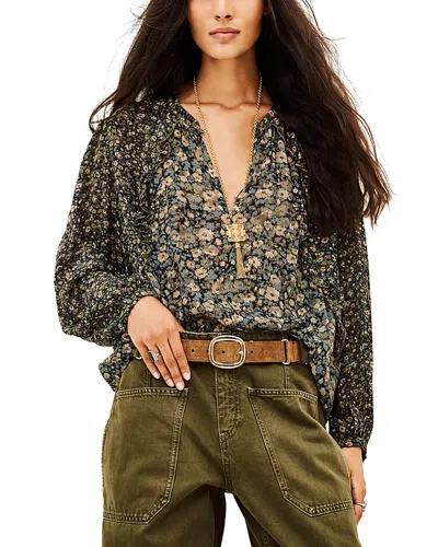 Ba&sh Ba & Sh Kross Split Neck Blouse In Green