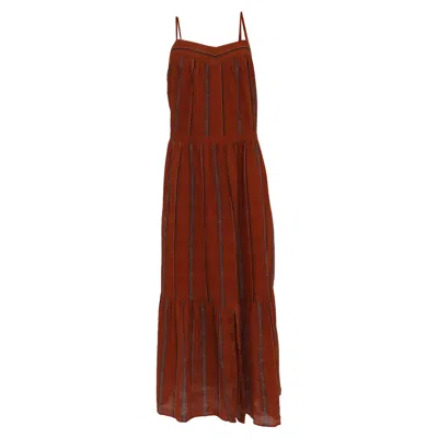 Ba&sh Ba & Sh Kyo Tiered Maxi Dress In Orange Cotton In Red