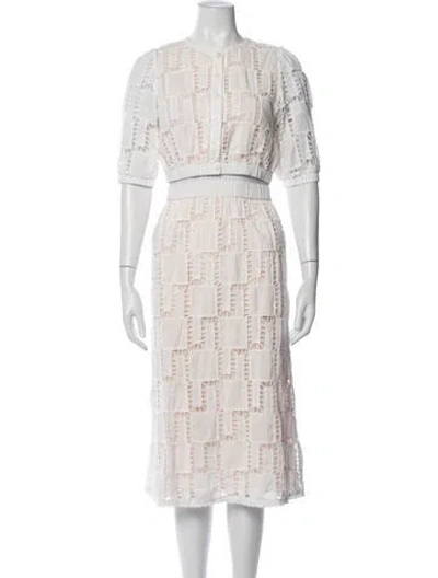 Pre-owned Ba&sh Lace Pattern Crochet Trim Skirt Set In Pink