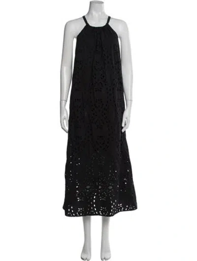 Pre-owned Ba&sh Lace Pattern Long Dress In Black