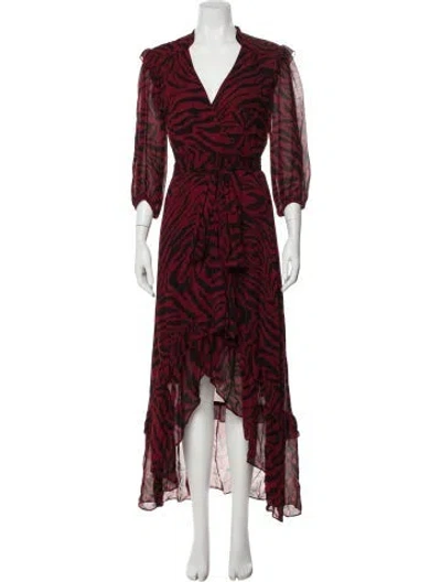Pre-owned Ba&sh Lace Pattern Long Dress In Burgundy