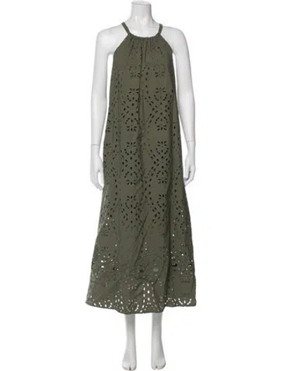 Pre-owned Ba&sh Lace Pattern Long Dress In Green
