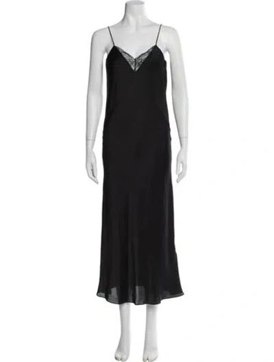 Pre-owned Ba&sh Lace Pattern Long Dress W/ Tags In Black