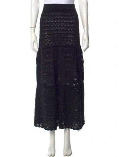 Pre-owned Ba&sh Lace Pattern Long Skirt In Black