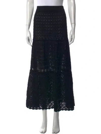Pre-owned Ba&sh Lace Pattern Long Skirt In Black