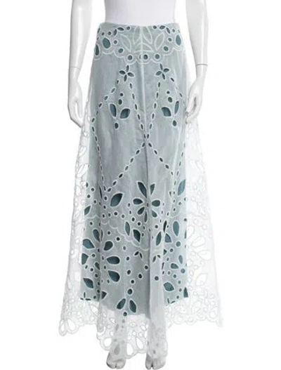 Pre-owned Ba&sh Lace Pattern Long Skirt In Blue