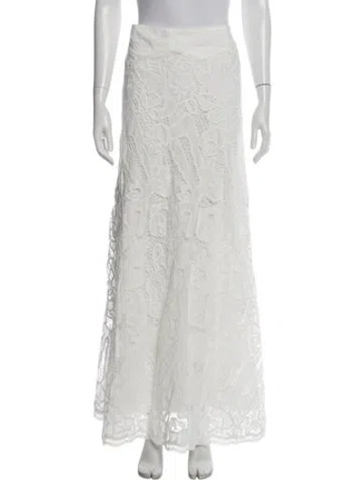 Pre-owned Ba&sh Lace Pattern Long Skirt In White