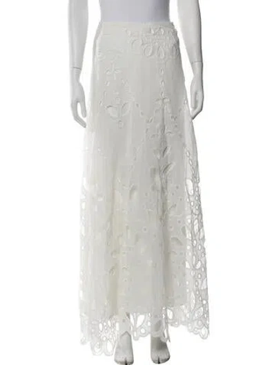 Pre-owned Ba&sh Lace Pattern Long Skirt In White