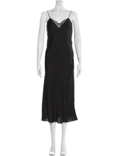 Pre-owned Ba&sh Lace Pattern Midi Length Dress In Black