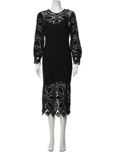 Pre-owned Ba&sh Lace Pattern Midi Length Dress In Black