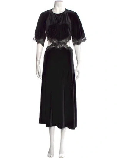 Pre-owned Ba&sh Lace Pattern Midi Length Dress In Black