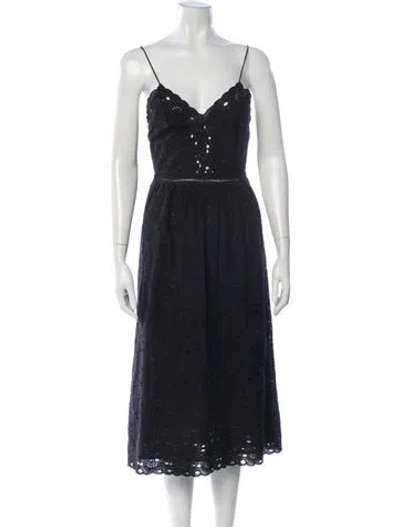 Pre-owned Ba&sh Lace Pattern Midi Length Dress In Blue