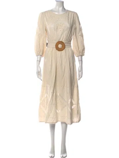 Pre-owned Ba&sh Lace Pattern Midi Length Dress In Neutral