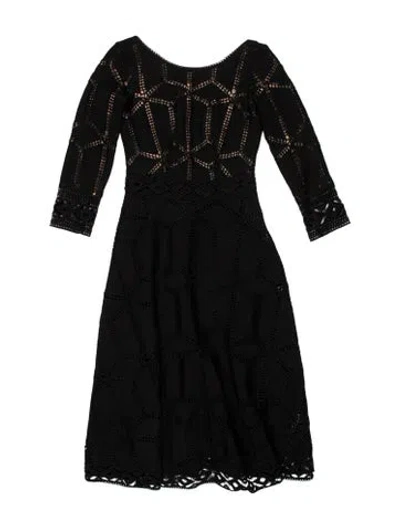 Pre-owned Ba&sh Lace Pattern Midi Length Dress W/ Tags In Black