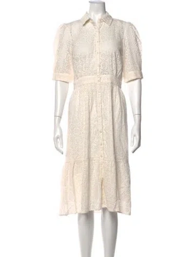 Pre-owned Ba&sh Lace Pattern Midi Length Dress In White