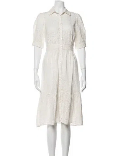 Pre-owned Ba&sh Lace Pattern Midi Length Dress In White