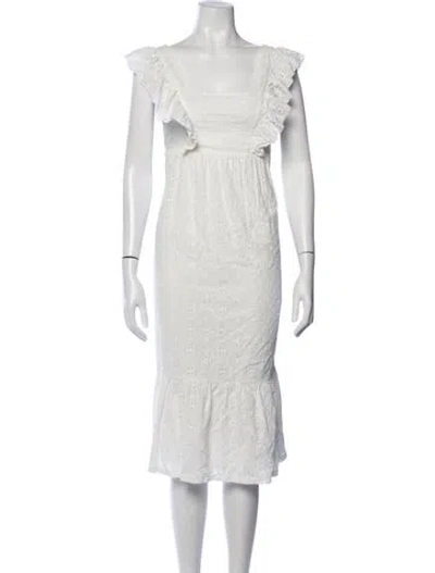 Pre-owned Ba&sh Lace Pattern Midi Length Dress In White