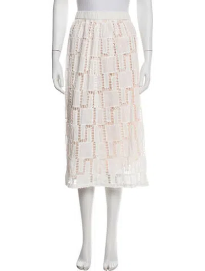 Pre-owned Ba&sh Lace Pattern Midi Length Skirt W/ Tags In White