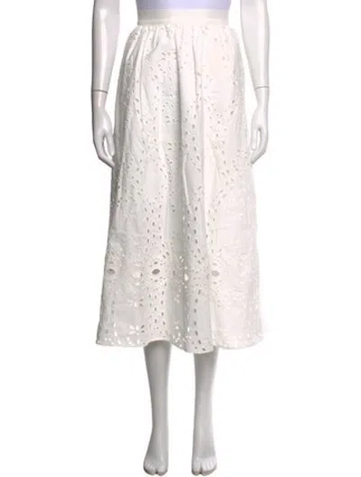 Pre-owned Ba&sh Lace Pattern Midi Length Skirt W/ Tags In White