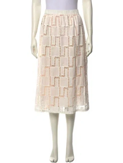 Pre-owned Ba&sh Lace Pattern Midi Length Skirt In White