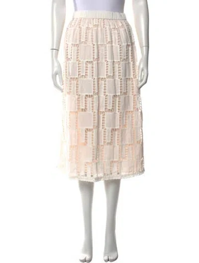 Pre-owned Ba&sh Lace Pattern Midi Length Skirt In White