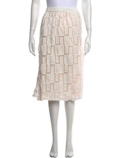 Pre-owned Ba&sh Lace Pattern Midi Length Skirt In White