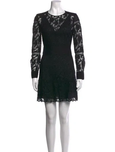Pre-owned Ba&sh Lace Pattern Mini Dress In Black