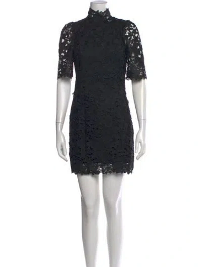 Pre-owned Ba&sh Lace Pattern Mini Dress In Black