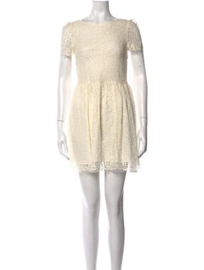 Pre-owned Ba&sh Lace Pattern Mini Dress In Neutrals