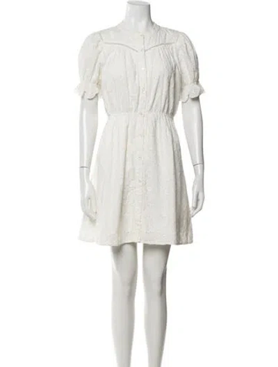 Pre-owned Ba&sh Lace Pattern Mini Dress In White