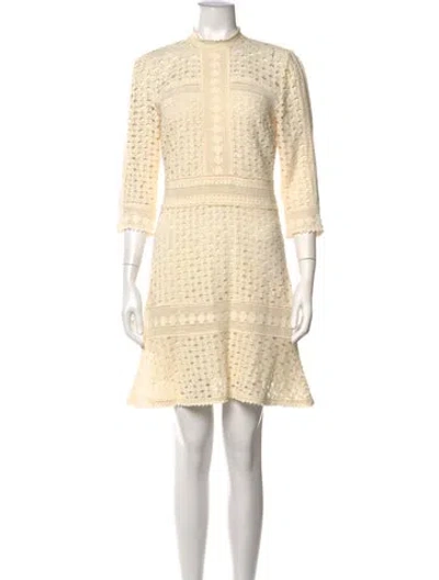Pre-owned Ba&sh Lace Pattern Mini Dress In White