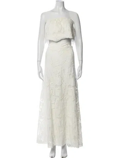 Pre-owned Ba&sh Lace Pattern Ruffle Embellishment Skirt Set In White