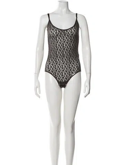 Pre-owned Ba&sh Lace Pattern Scoop Neck Bodysuit In Multi