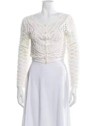 Pre-owned Ba&sh Lace Pattern Scoop Neck Sweater In White