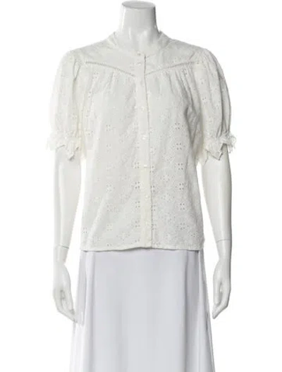 Pre-owned Ba&sh Lace Pattern Short Sleeve Blouse In Neutral