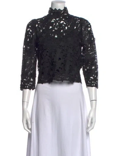 Pre-owned Ba&sh Lace Pattern Turtleneck Blouse In Black
