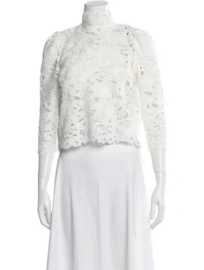 Pre-owned Ba&sh Lace Pattern Turtleneck Blouse W/ Tags In White